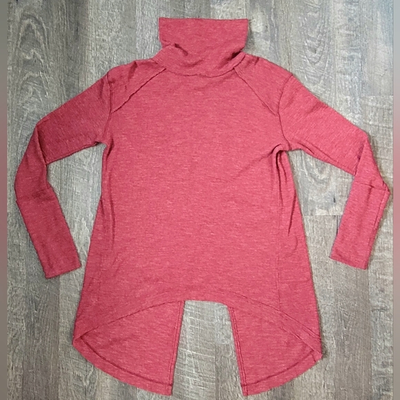Free People We The Free Split Back Chunky Turtleneck Womens XS Rusty Brick Boho - Picture 7 of 12